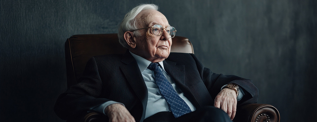 Thoughtful Senior Gentleman in Suit Warren Buffett Insightful Investor Portrait Sitting Leadership