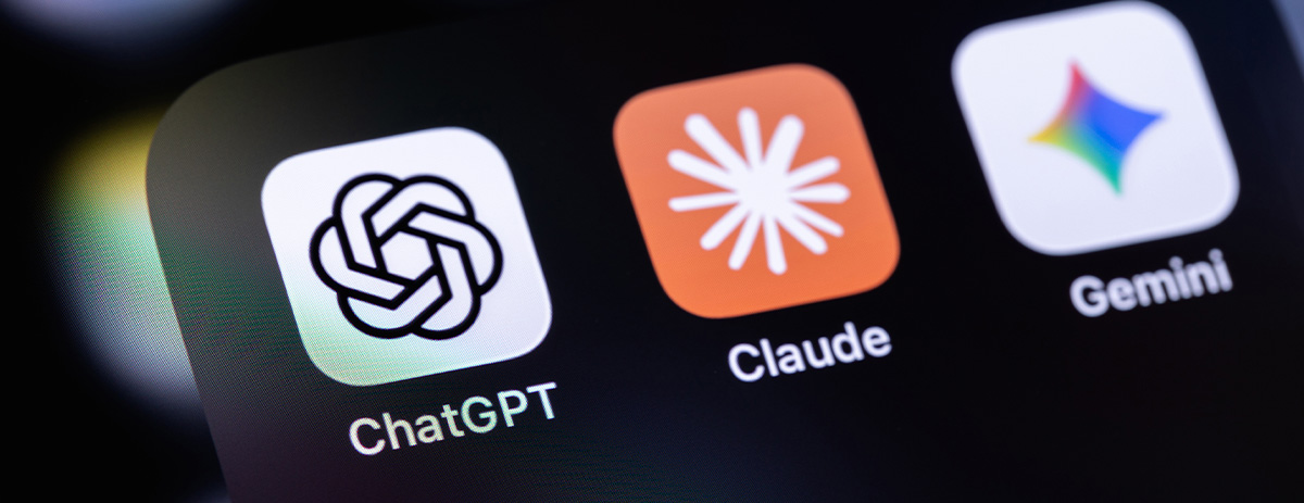 ChatGPT, Claude, and Gemini app icons displayed on a smartphone screen.